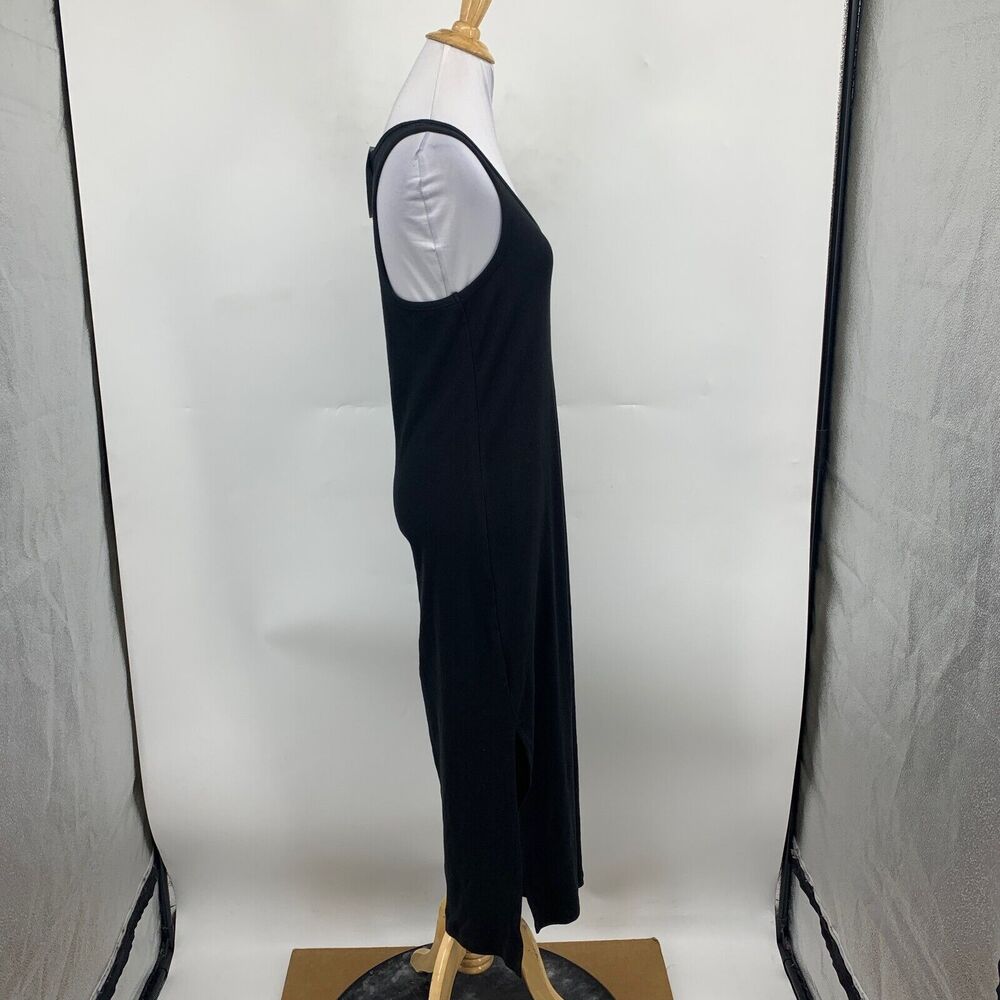H&M Tank Dress Women S Small Black Ribbed Scoop Neck Racerback Stretch Slit Maxi - Picture 4 of 14